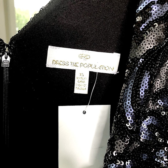 NWT Dress the Population Bree Sequinned  Mini Dress Black Size XS - Picture 9 of 13